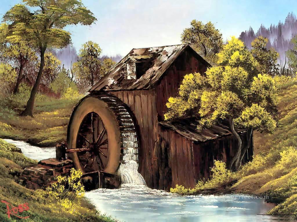the old mill BR freehand landscapes Oil Paintings